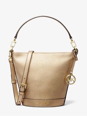 Michael Kors Metallic Gold Pebbled Leather Bucket Shoulder Bag